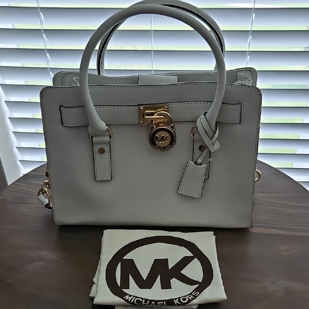 Michael Kors Hamilton Optic White Handbag New